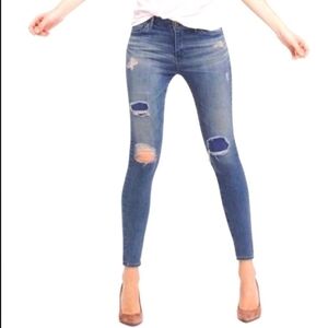 AG The Middi Ankle Distressed Mid Rise Legging Ankle Light Wash Jean Womens SZ26